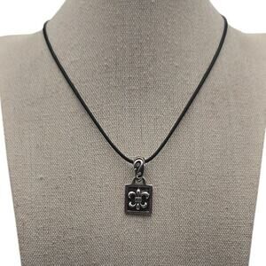 Silpada Sterling 925 Silver Fleur de Lis Tag Slide Rectangle Pendant
